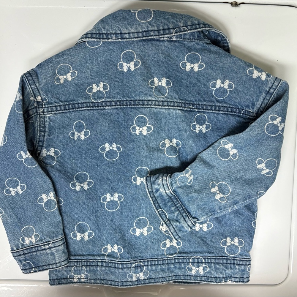 Disney Minnie Mouse Denim Jacket with Minnie Ear/Bow Allover Print, Sz. 3T - Picture 4 of 7